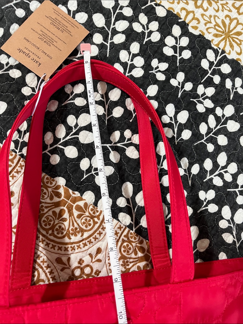 Kate Spade Red Quilted Heart-Pattern Tote - Picture 9 of 9
